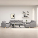 4 Piece Sofa Set with Throw Pillows and Cushions Light Grey Fabric