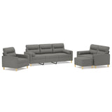 4 Piece Sofa Set with Throw Pillows&Cushions Dark Grey Fabric