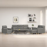 4 Piece Sofa Set with Throw Pillows&Cushions Dark Grey Fabric
