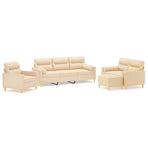 4 Piece Sofa Set with Throw Pillows&Cushions Cream Fabric