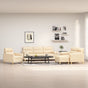 4 Piece Sofa Set with Throw Pillows&Cushions Cream Fabric
