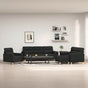 4 Piece Sofa Set with Throw Pillows&Cushions Black Fabric