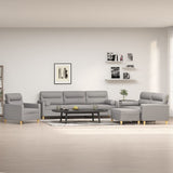 4 Piece Sofa Set with Throw Pillows&Cushions Light Grey Fabric