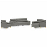 4 Piece Sofa Set with Throw Pillows&Cushions Dark Grey Fabric - Front View