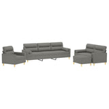4 Piece Sofa Set with Throw Pillows&Cushions Dark Grey Fabric - Side View
