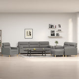 4 Piece Sofa Set with Throw Pillows&Cushions Dark Grey Fabric