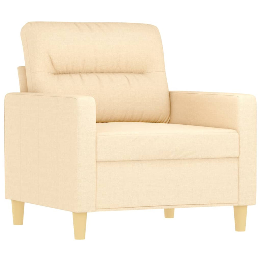4 Piece Sofa Set with Throw Pillows&Cushions Cream Fabric