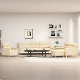 4 Piece Sofa Set with Throw Pillows&Cushions Cream Fabric
