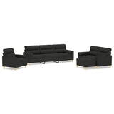 4 Piece Sofa Set with Throw Pillows&Cushions Black Fabric