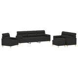 4 Piece Sofa Set with Throw Pillows&Cushions Black Fabric - Side View