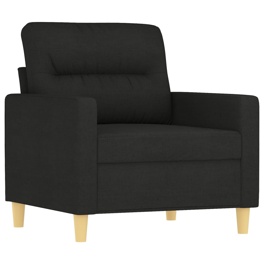 4 Piece Sofa Set with Throw Pillows&Cushions Black Fabric