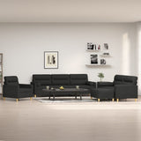 4 Piece Sofa Set with Throw Pillows&Cushions Black Fabric