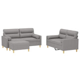 3 Piece Sofa Set with Throw Pillows&Cushions Light Grey Fabric