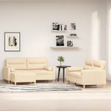 3 Piece Sofa Set with Throw Pillows&Cushions Cream Fabric