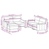 3 Piece Sofa Set with Throw Pillows&Cushions Black Fabric - Extra Image