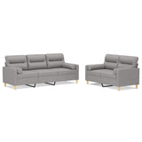 2 Piece Sofa Set with Throw Pillows&Cushions Light Grey Fabric