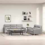 2 Piece Sofa Set with Throw Pillows&Cushions Light Grey Fabric