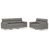 2 Piece Sofa Set with Throw Pillows&Cushions Dark Grey Fabric