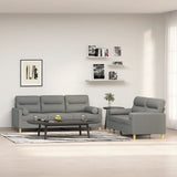 2 Piece Sofa Set with Throw Pillows&Cushions Dark Grey Fabric