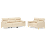 2 Piece Sofa Set with Throw Pillows&Cushions Cream Fabric