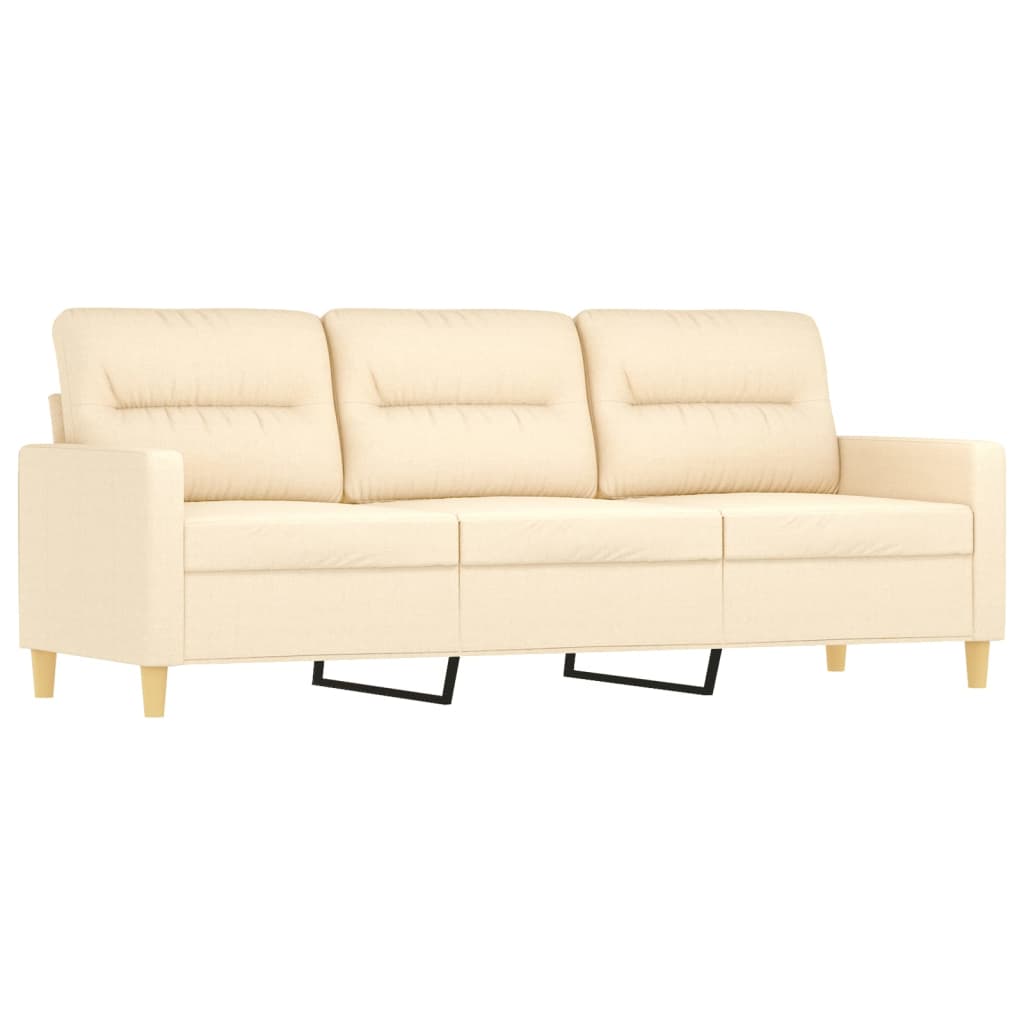 2 Piece Sofa Set with Throw Pillows&Cushions Cream Fabric