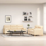 2 Piece Sofa Set with Throw Pillows&Cushions Cream Fabric