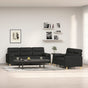 2 Piece Sofa Set with Throw Pillows&Cushions Black Fabric