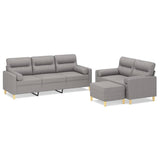 3 Piece Sofa Set with Throw Pillows&Cushions Light Grey Fabric