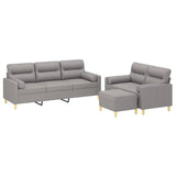 3 Piece Sofa Set with Throw Pillows&Cushions Light Grey Fabric