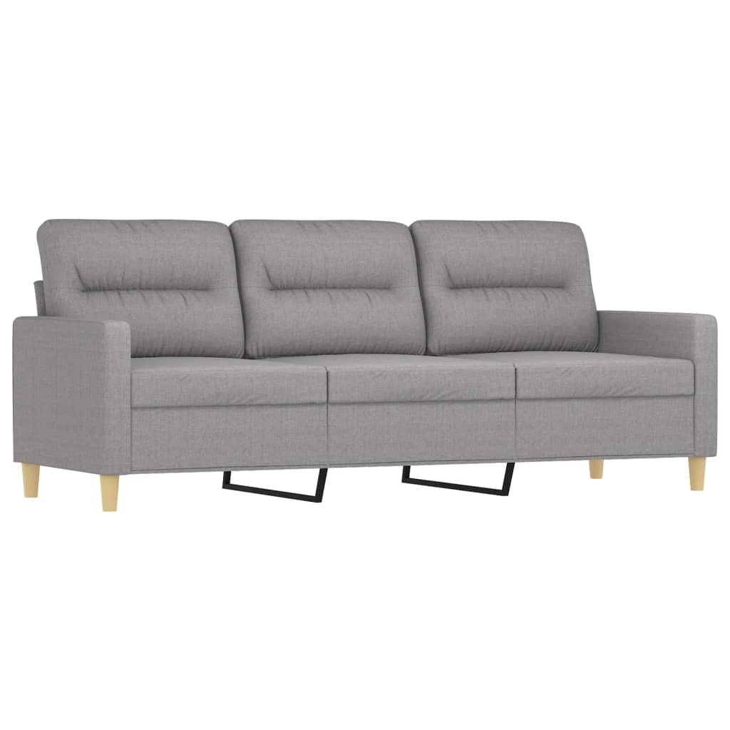 3 Piece Sofa Set with Throw Pillows&Cushions Light Grey Fabric