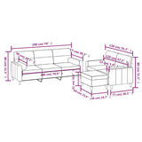 3 Piece Sofa Set with Throw Pillows&Cushions Light Grey Fabric