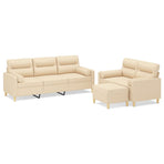 3 Piece Sofa Set with Throw Pillows&Cushions Cream Fabric