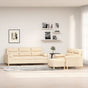 3 Piece Sofa Set with Throw Pillows&Cushions Cream Fabric