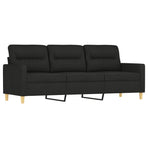 3 Piece Sofa Set with Throw Pillows&Cushions Black Fabric