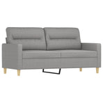 3 Piece Sofa Set with Throw Pillows&Cushions Light Grey Fabric