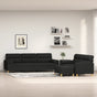 3 Piece Sofa Set with Throw Pillows&Cushions Black Fabric