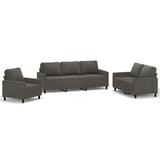 3 Piece Sofa Set with Cushions Dark Grey Velvet