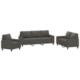 3 Piece Sofa Set with Cushions Dark Grey Velvet