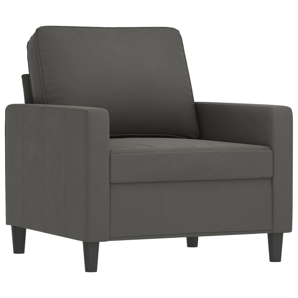 3 Piece Sofa Set with Cushions Dark Grey Velvet