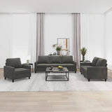 3 Piece Sofa Set with Cushions Dark Grey Velvet