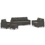 4 Piece Sofa Set with Cushions Dark Grey Velvet