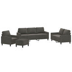 4 Piece Sofa Set with Cushions Dark Grey Velvet