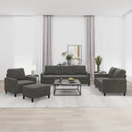 4 Piece Sofa Set with Cushions Dark Grey Velvet