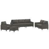 4 Piece Sofa Set with Cushions Dark Grey Velvet - Side View