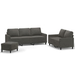 3 Piece Sofa Set with Cushions Dark Grey Velvet