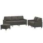 3 Piece Sofa Set with Cushions Dark Grey Velvet