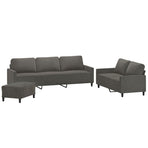 3 Piece Sofa Set with Cushions Dark Grey Velvet