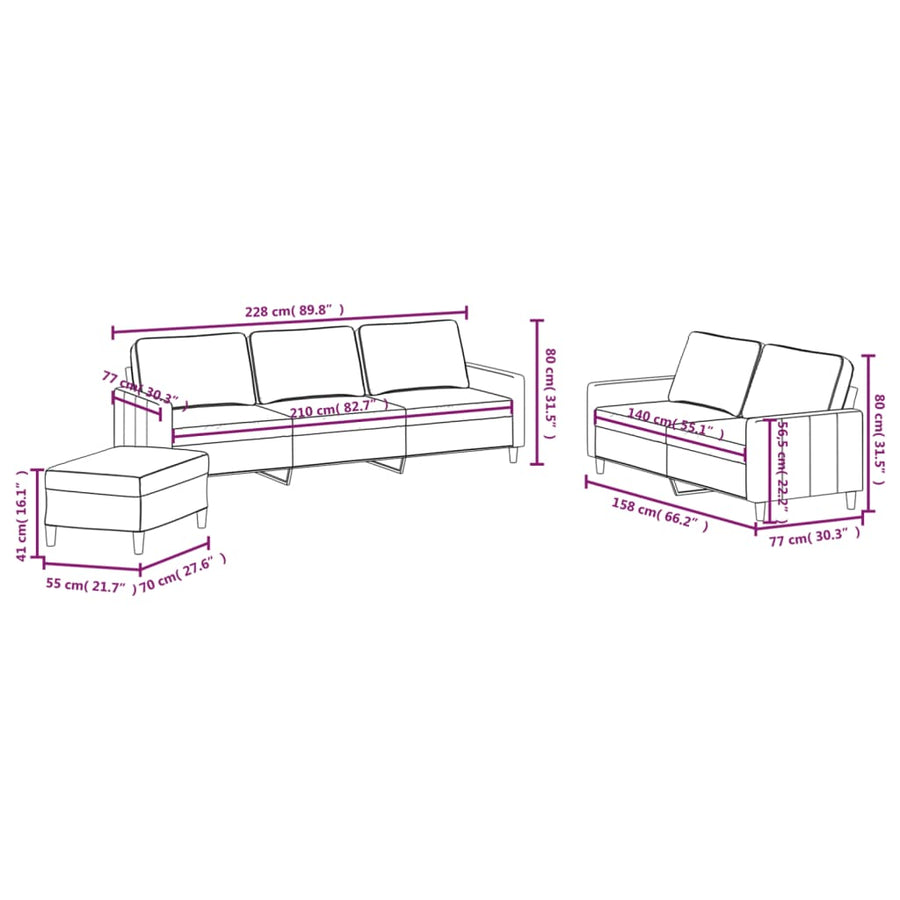 3 Piece Sofa Set with Cushions Dark Grey Velvet