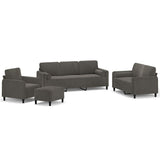 4 Piece Sofa Set with Throw Pillows&Cushions Dark Grey Velvet
