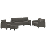4 Piece Sofa Set with Throw Pillows&Cushions Dark Grey Velvet